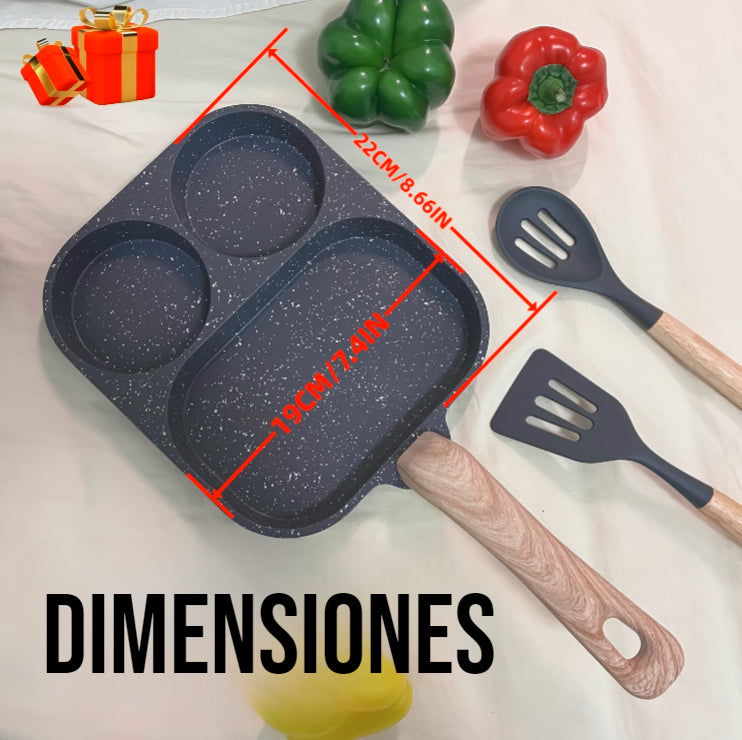 Sartén Antiadherente 3 Espacios Multiuso