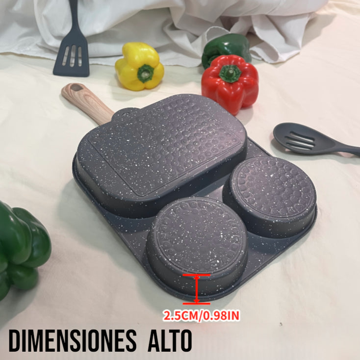 Sartén Antiadherente 3 Espacios Multiuso