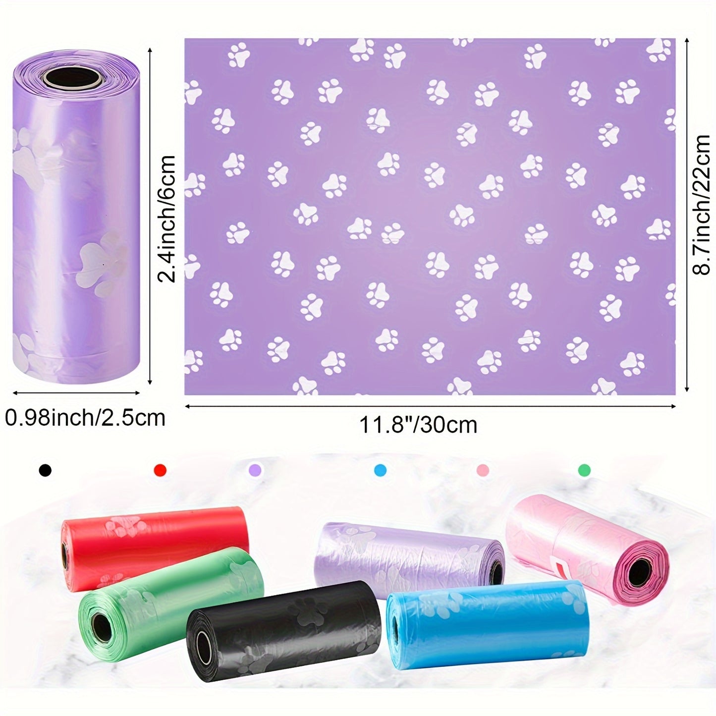 Pack de 12 rollos de bolsas para excrementos de mascotas